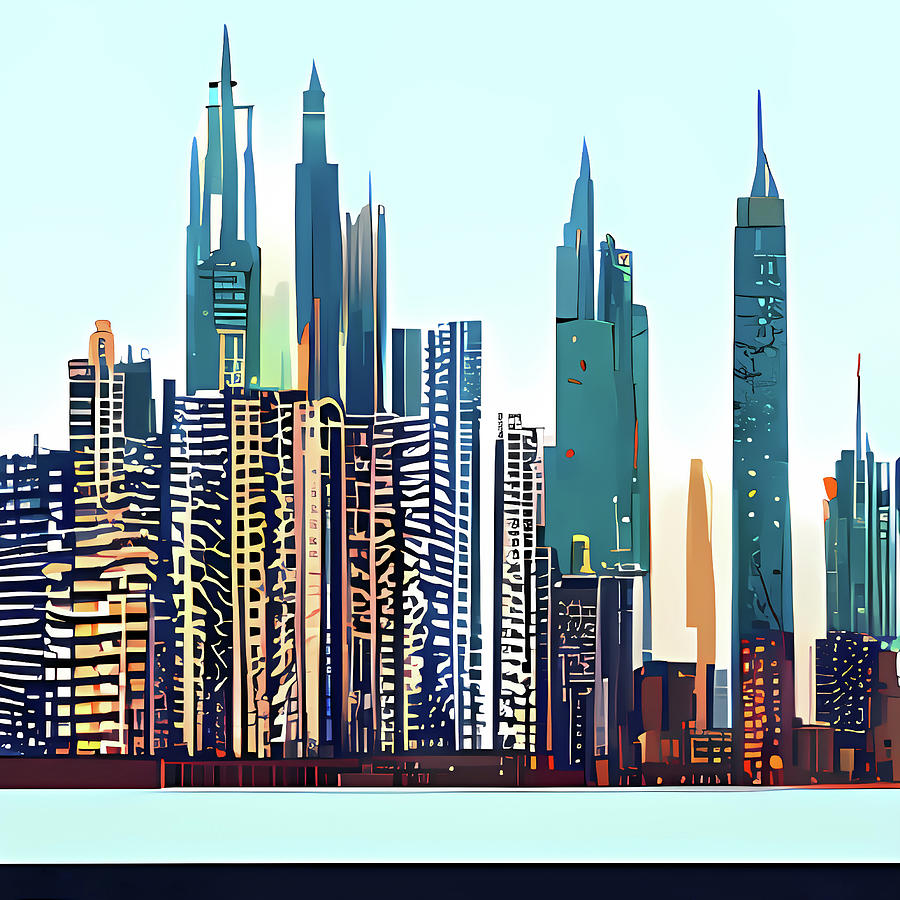 Boho City #15 abstract cityscape Digital Art by Merv Russell