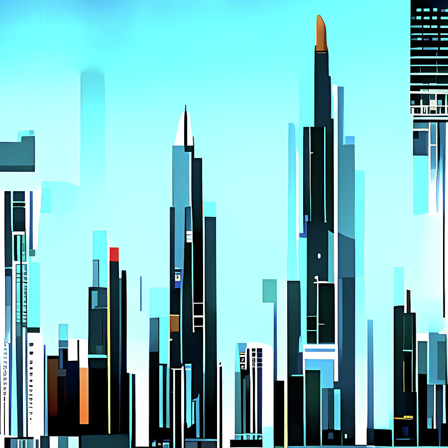Boho City #19 abstract cityscape Digital Art by Merv Russell