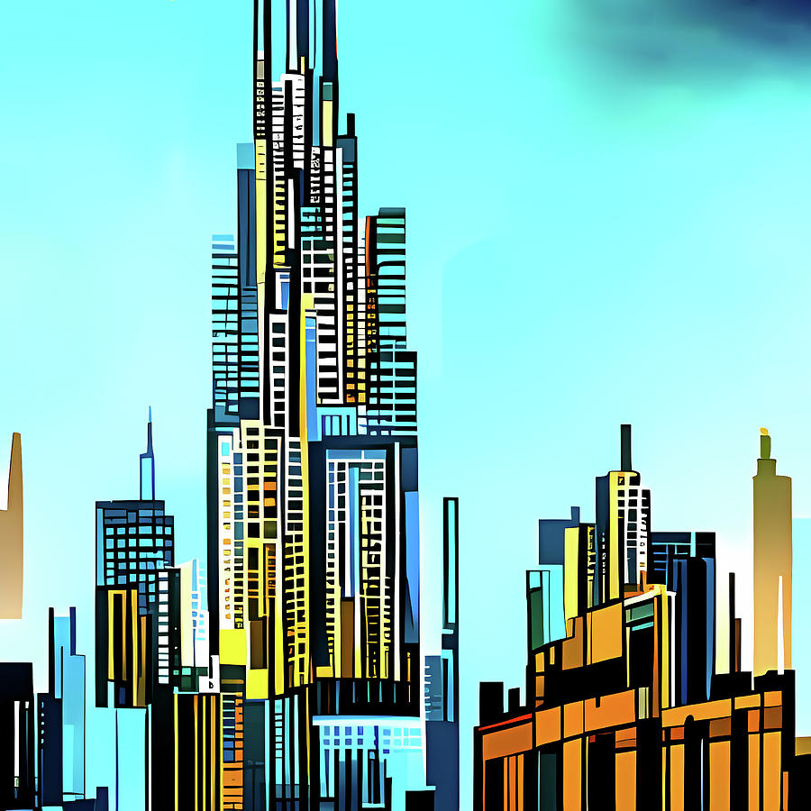 Boho City #22 abstract cityscape Digital Art by Merv Russell