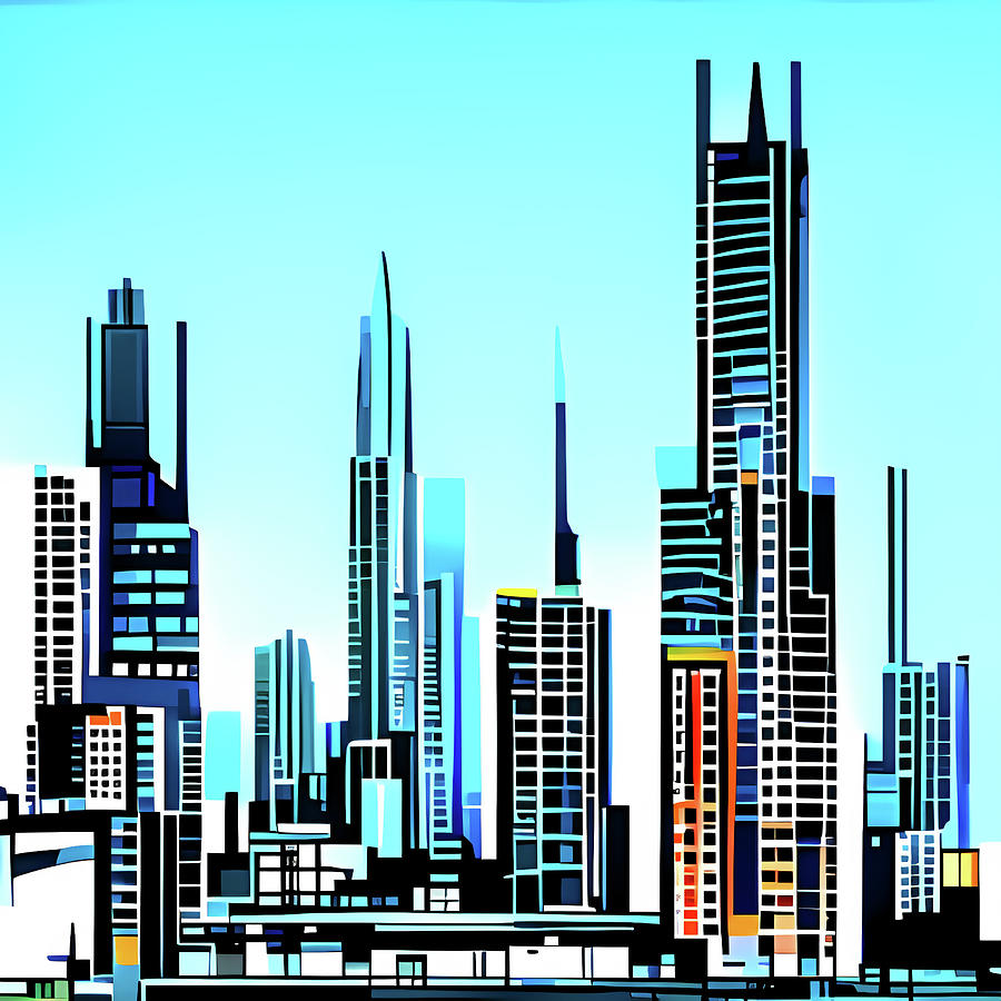 Boho City #23 abstract cityscape Digital Art by Merv Russell