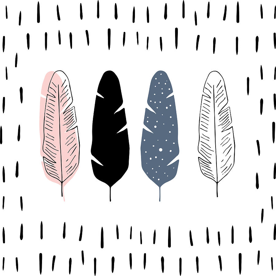 Boho Feathers Drawing by Beautify My Walls