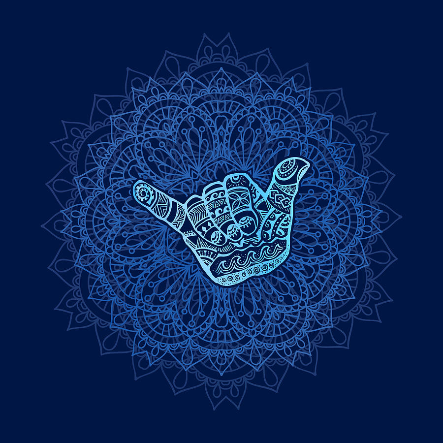 Boho Hang Loose Mandala - Blue Digital Art by Laura Ostrowski