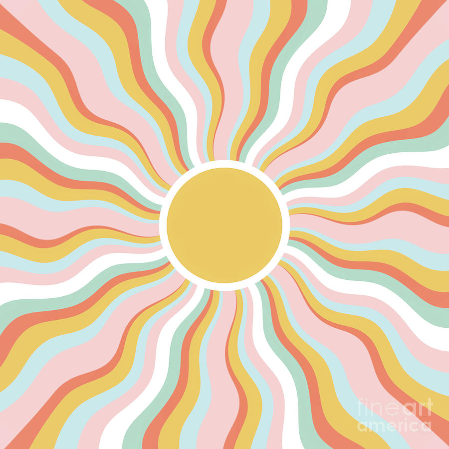 Boho Wavy Sun Rays Retro Design Digital Art by Fatima Neves - Fine Art ...