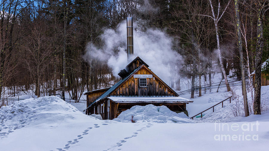 Boiling sap at the Bourdon Maple Farm Photograph by New England Photography