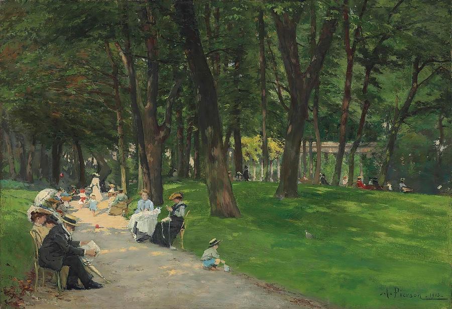 Bois De Boulogne Paris Painting by Albert Leopold Pierson French thth ...