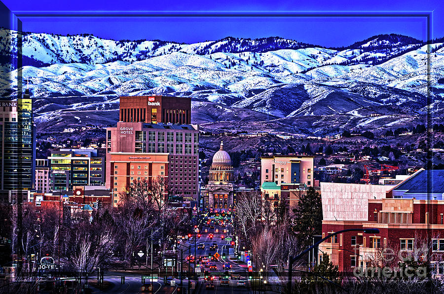 Boise Idaho Cityscape and Foothills Framed Photograph by Kevin Lester ...