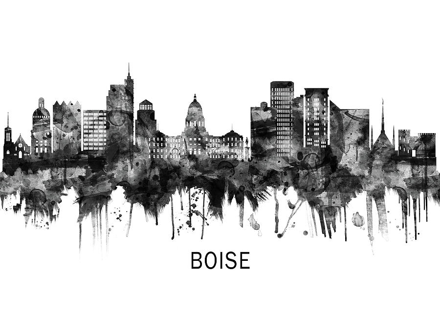 Boise Idaho Skyline BW Mixed Media by Towseef Dar