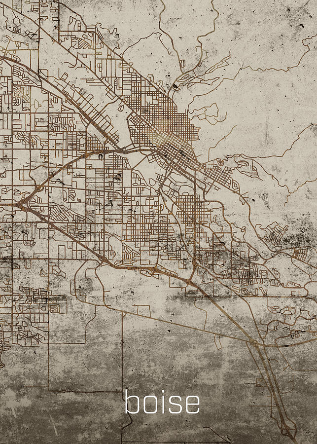 Boise Idaho Vintage City Street Map on Cement Background Mixed Media by ...