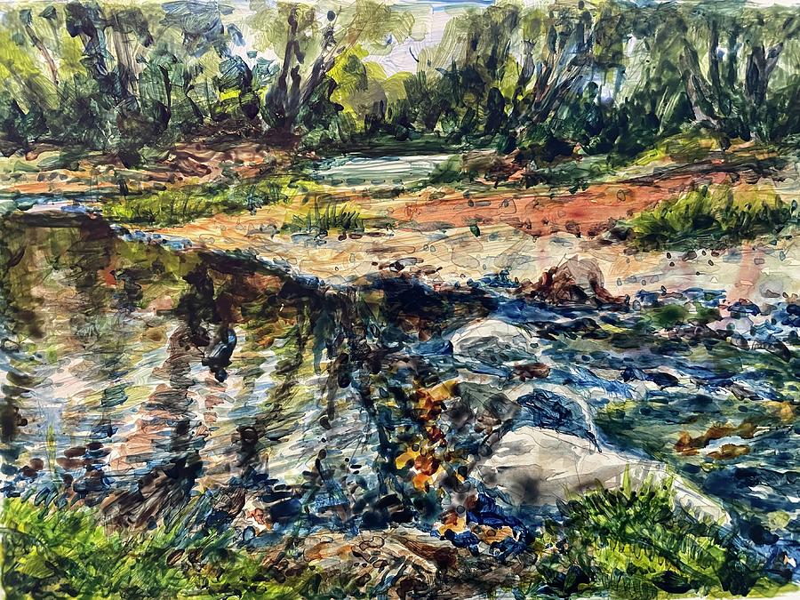 Boise River Backwater Painting by Les Herman