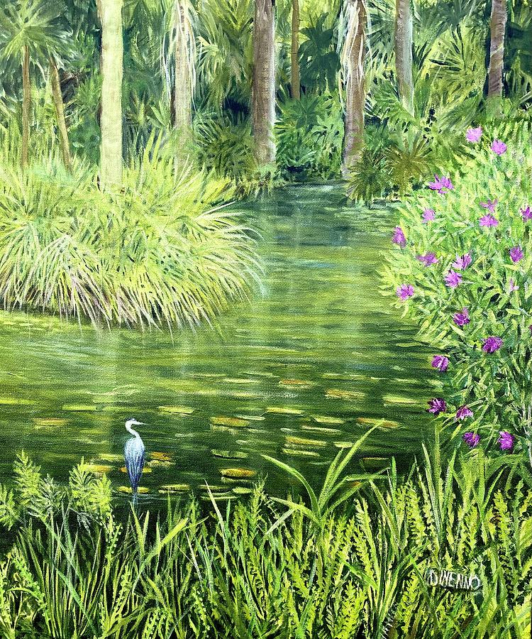 Bok Tower Scene Painting by Sue Dinenno