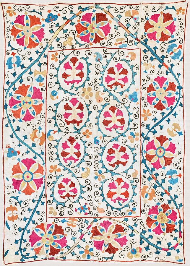 Vintage Digital Art - Bokhara Suzani Antique Uzbekistan Embroidery Print by Vicky Brago-Mitchell