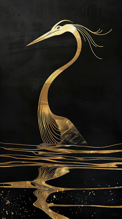 Heron Painting - Bold and Elegant by Lourry Legarde
