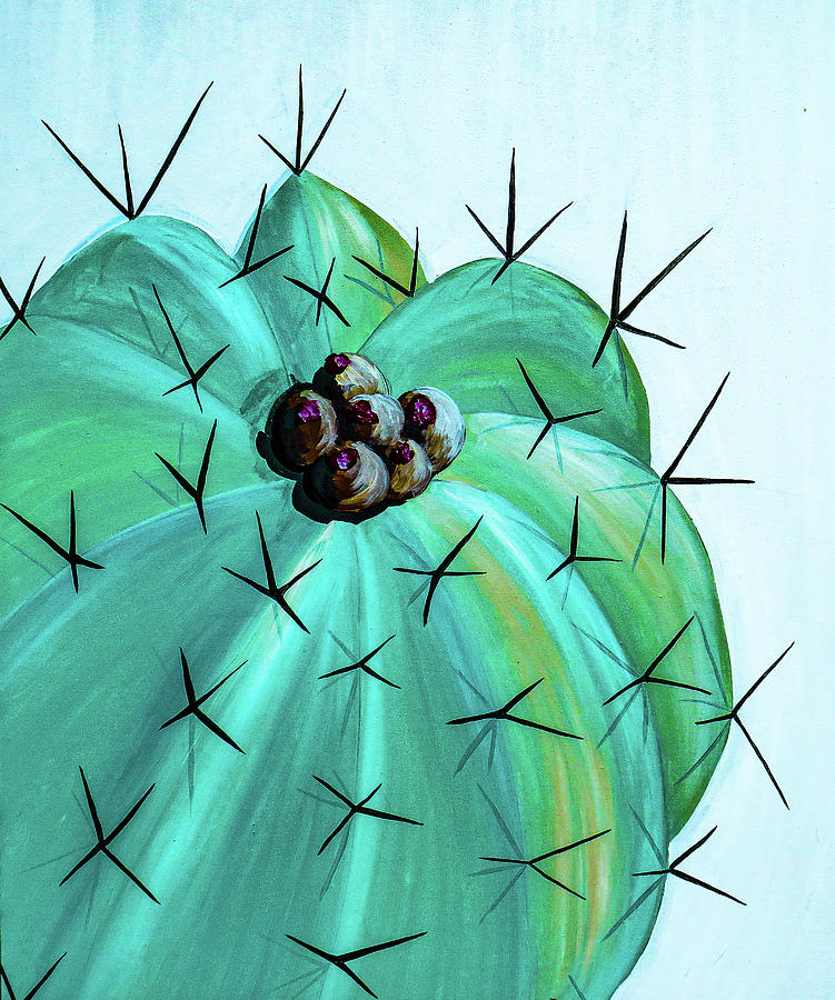 Bold Barrel Cactus Painting by Ted Clifton