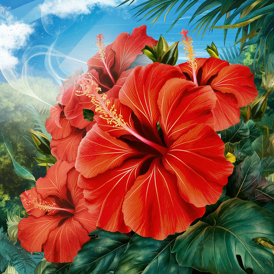 Bold Beauty Red Hibiscus Digital Art by Lana De Lucia- Art Design Mart ...