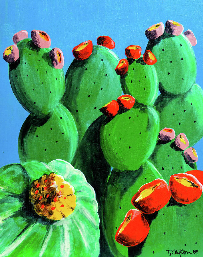 Bold Cactus Two Two Painting by Ted Clifton