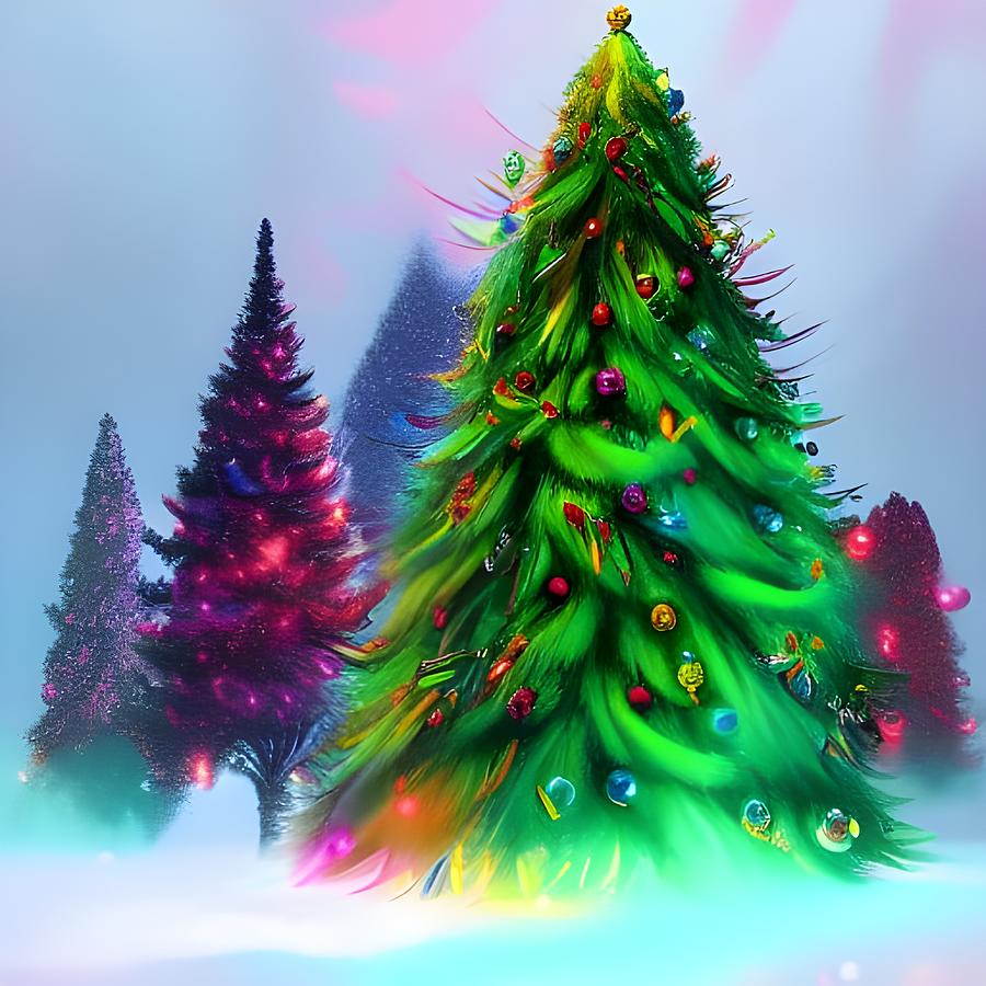 Bold Christmas Tree Digital Art by April Cook