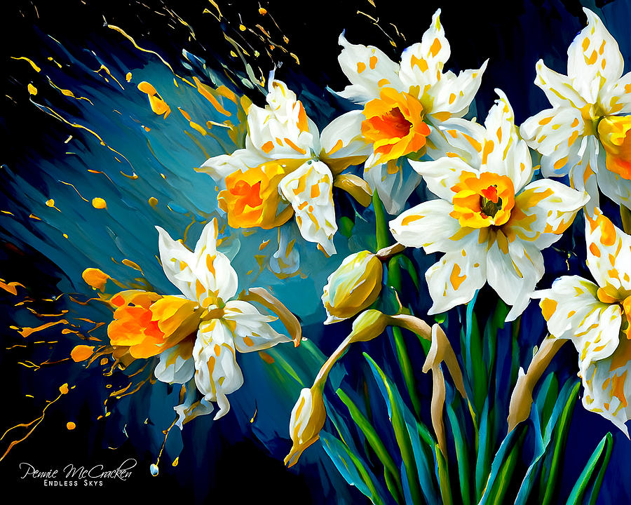 Bold Daffodils 2 Mixed Media by Pennie McCracken