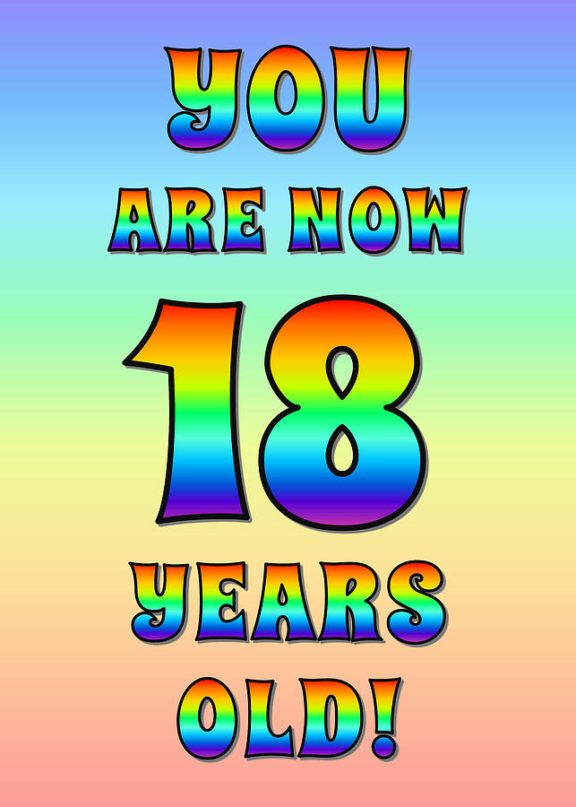 Bold, Exciting, Multicolored Rainbow Spectrum 18th Birthday Greeting ...