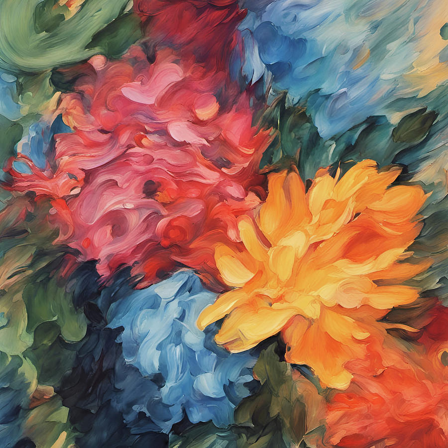 Bold Impressionist Flower Blooms Digital Art by Deb Beausoleil