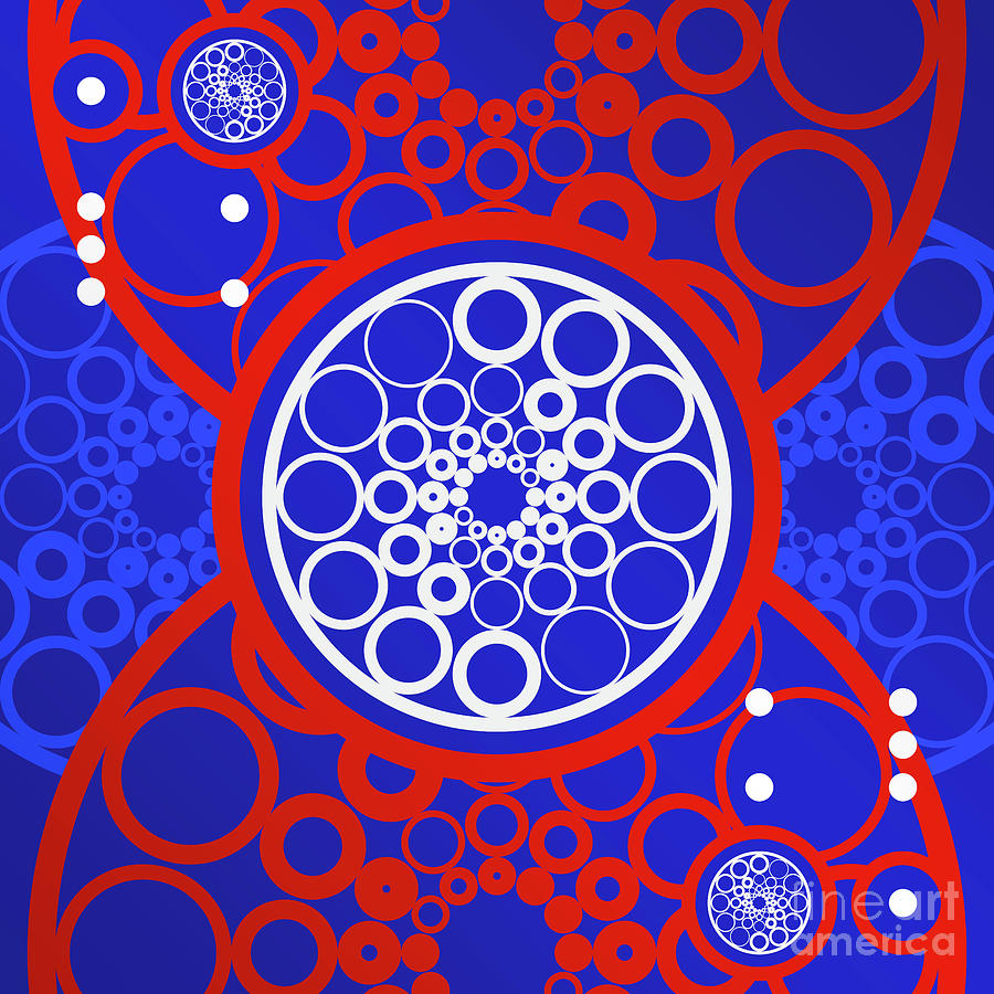 Bold Primary Geometric Glyph Art in Red White and Blue n.0284 Mixed Media by Holy Rock Design