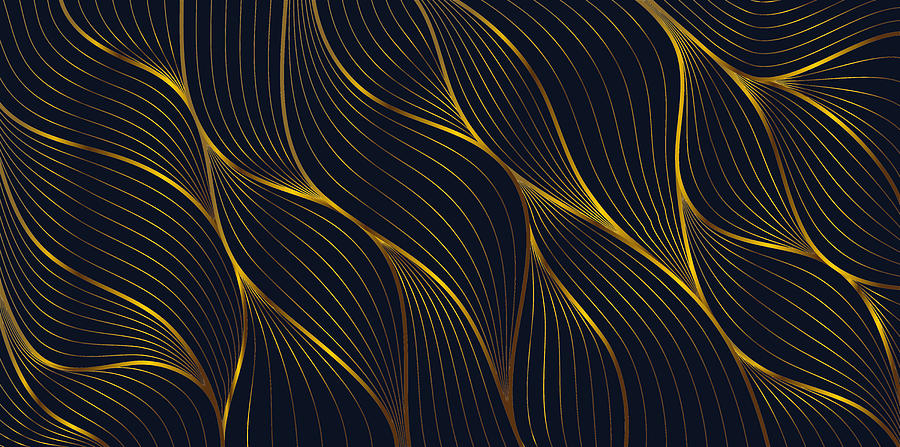 Bold Swirl Pattern Geometric Design Gold Painting by Tony Rubino