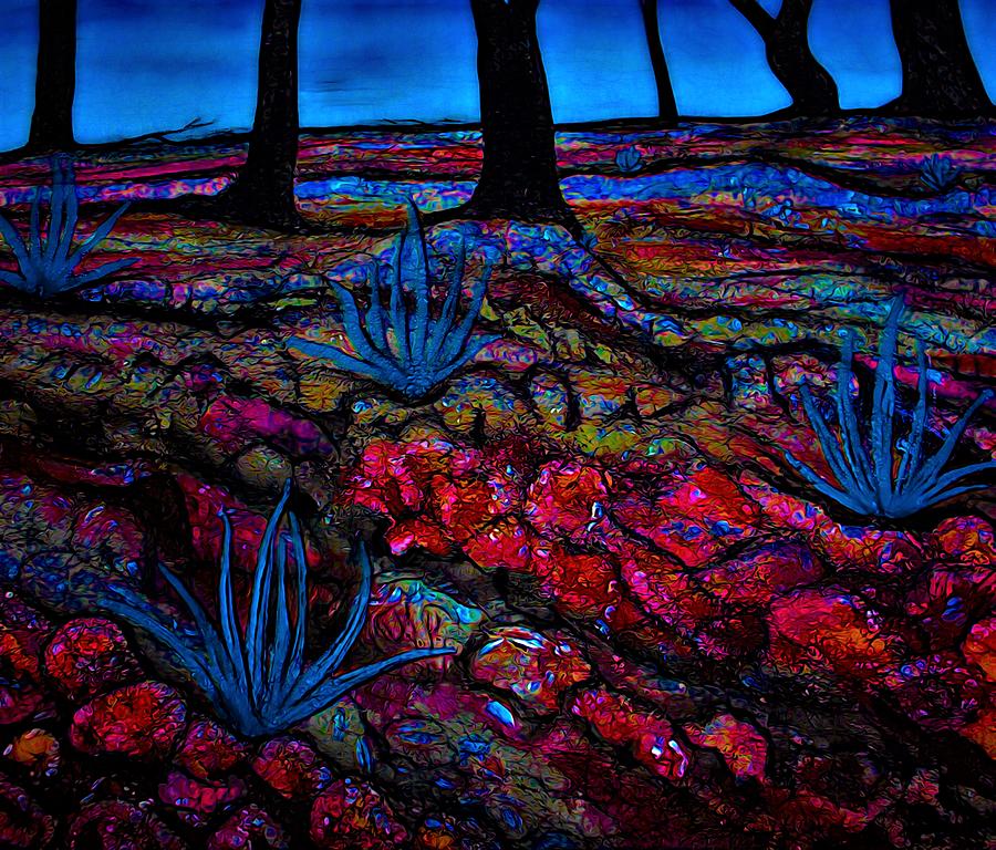 Tree Mixed Media - Boldly Coloured Rocky Mountain Forest by Joan Stratton