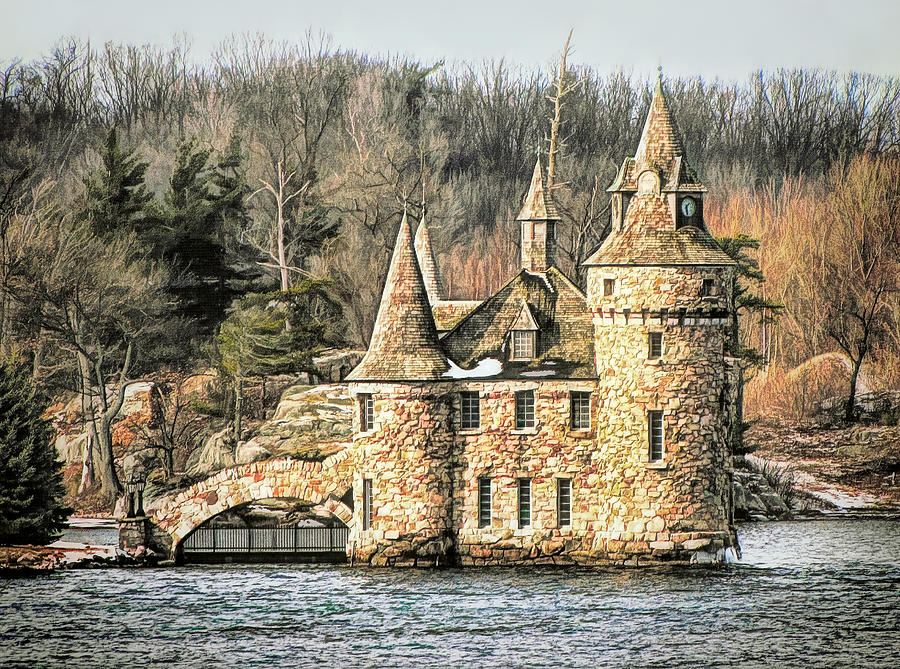Boldt Castle Power House and Clock Tower Digital Art by Susan Hope Finley