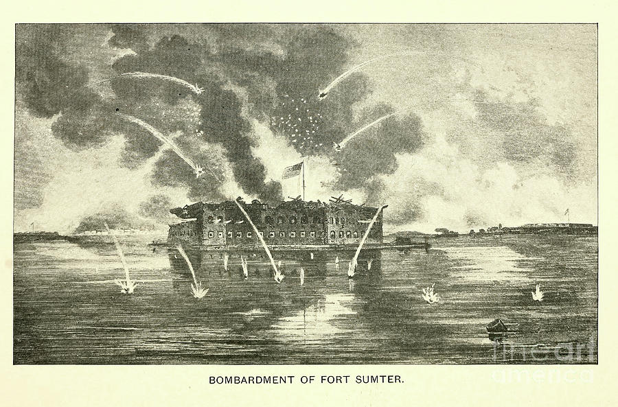 Bombardment of Fort Sumter a1 Drawing by Historic Illustrations