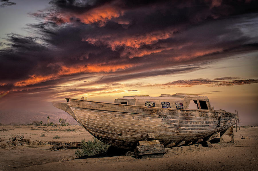 Boat at Bombay Beach  Photograph by Karen Cox