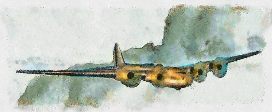 Bomber in Flight Mixed Media by Christopher Reed