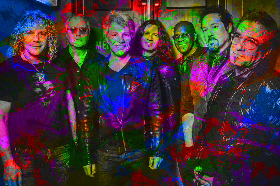 Bon Jovi Mixed Media - Bon Jovi Band Paint Splatters Portrait by Design Turnpike