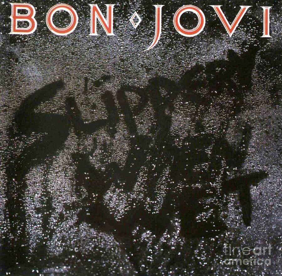Bon Jovi Poster Album Print Lyrics Gift Slippery When Wet Framed Original Art