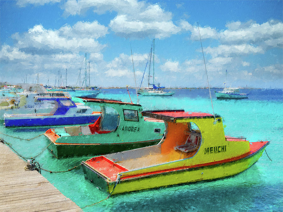 Paradise Digital Art - Bonaire Harbor by Tammy Wetzel
