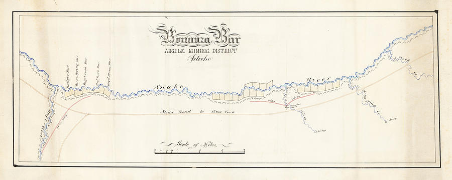 Bonanza Bar Argile Mining District Idaho hand drawn mining map n p ...