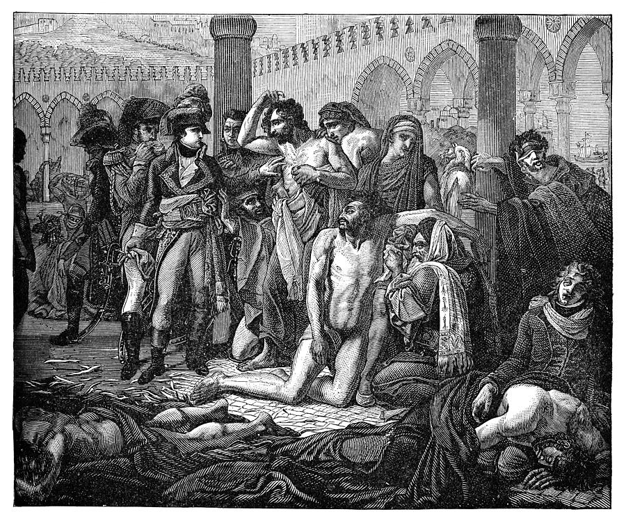 Bonaparte Visits the Plague Stricken in Jaffa by Antoine-Jean Gros - 19th Century Drawing by Powerofforever