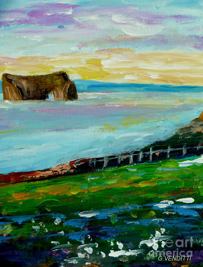 Bonaventure Island Perce Rock Gaspe Peninsula Golf Of St Lawrence G Venditti Canadian Quebec Artist  Painting by Grace Venditti