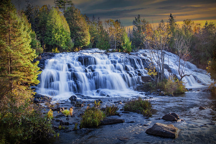 Nature Photograph - Bond Water Falls in the Michigan Upper Peninsula during Autumn by Randall Nyhof
