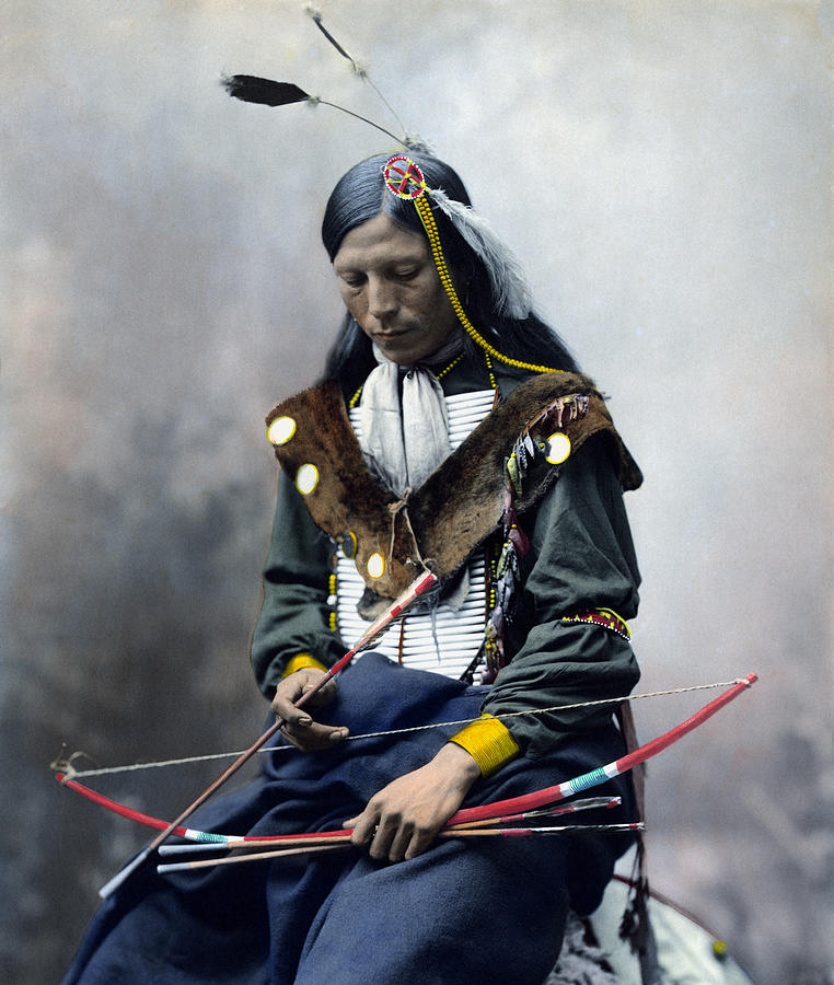 Bone Necklace - A Council Chief Of The Oglala Sioux - Circa 1899 Photograph by War Is Hell Store