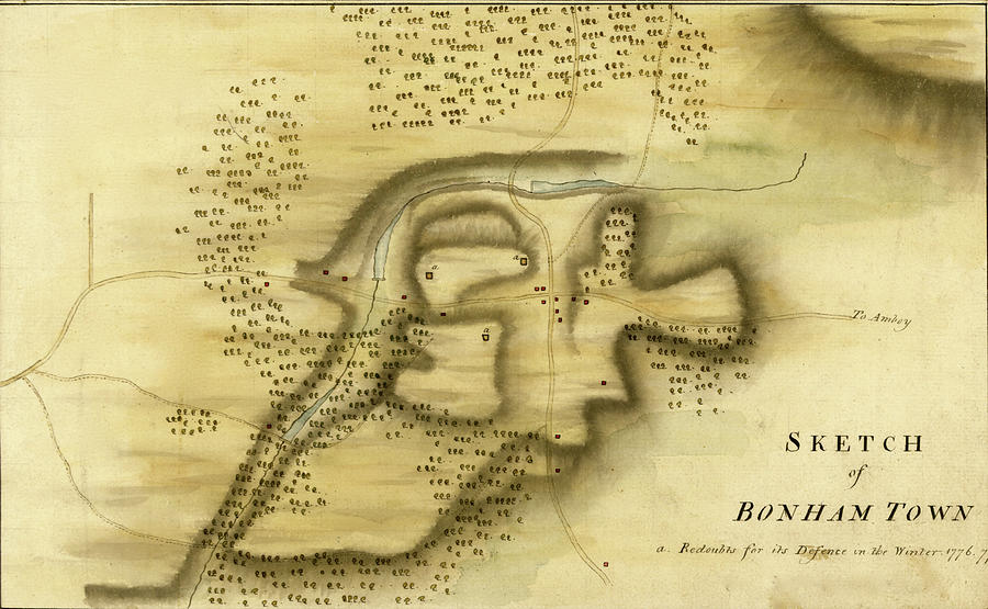 Map Drawing - Bonham Town New Jersey 1777 by Vintage Military Maps