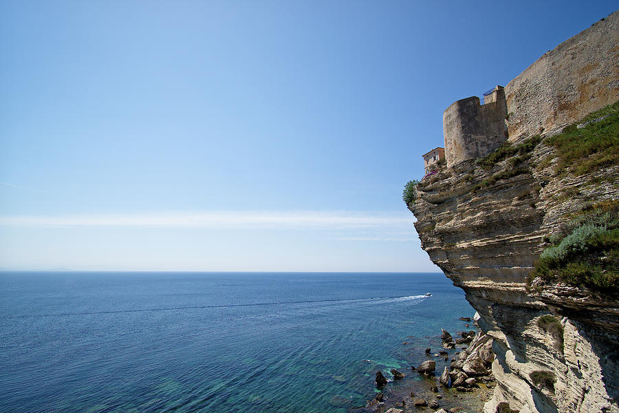 Bonifacio cliff above blue mediterranean sea Photograph by Jean-Luc Farges