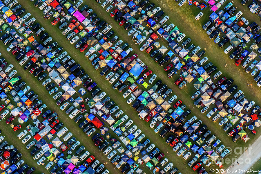 Bonnaroo Music Festival Aerial Photo of Car Camping Photograph by David Oppenheimer