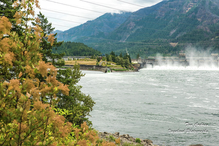 Bonneville Dam with Outflow Spray Photograph by Tom Cochran