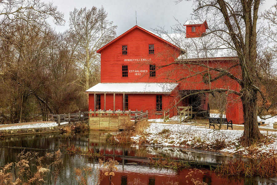 Bonneyville Mills First Snow Photograph by Susan Rissi Tregoning