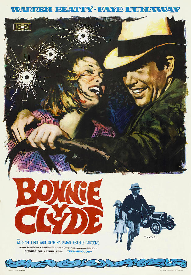 Bonnie and Clyde, 1967 - art by Giuliano Nistri Mixed Media by Movie World Posters