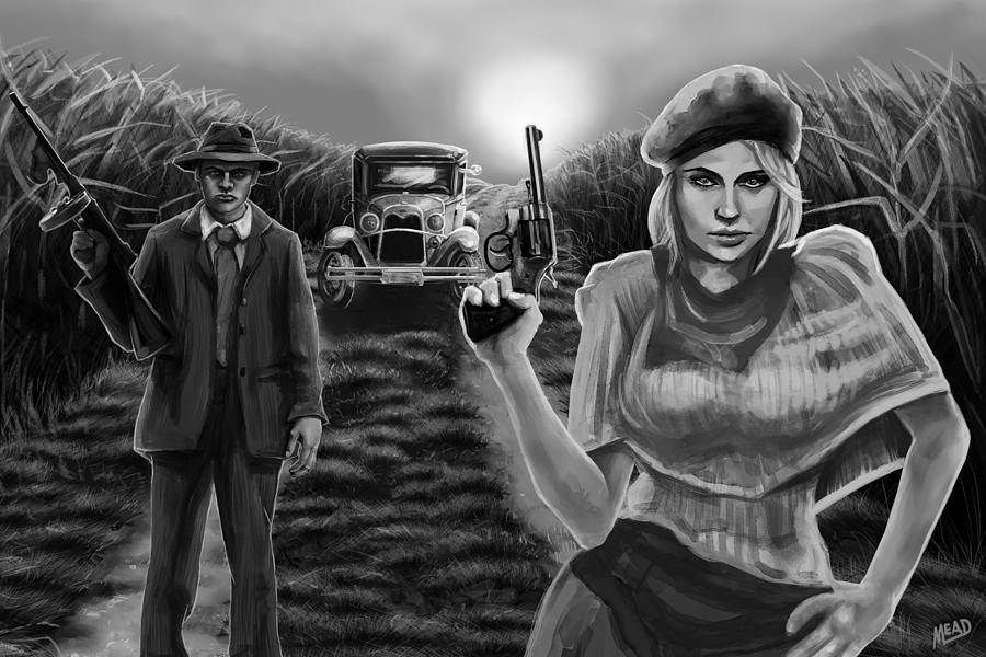 Bonnie And Clyde Black And White Digital Art By Bob Roarss - Fine Art 