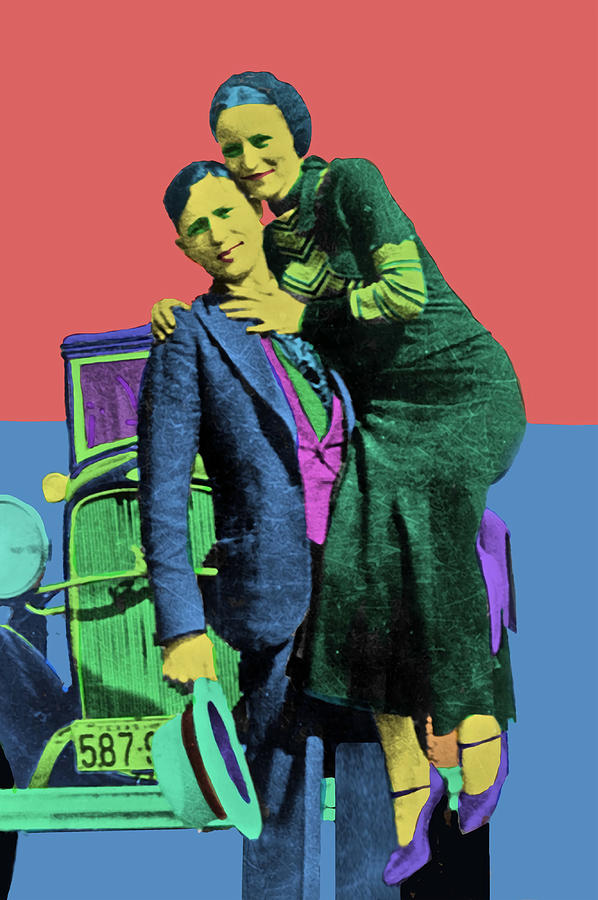 Bonnie and Clyde Pop Art Poster blue Painting by Hunt Logan | Fine Art ...