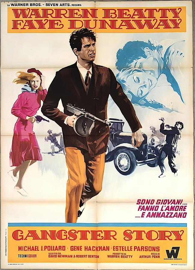 Bonnie and Clyde, with Warren Beatty and faye Dunaway, 1967 Mixed Media by Movie World Posters