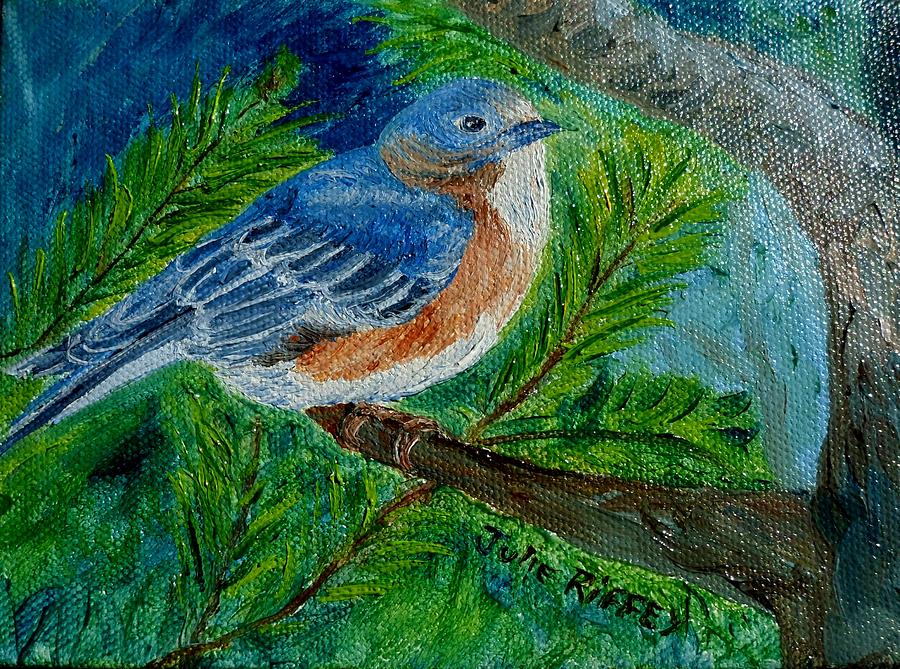 Bonnie Bluebird Painting by Julie Brugh Riffey