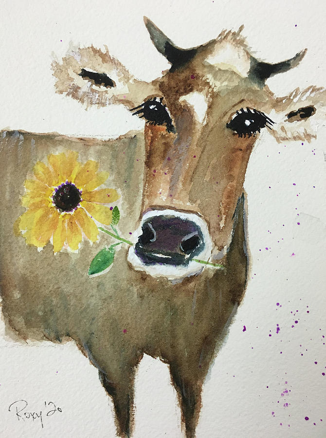 Bonnie Cow Painting by Roxy Rich