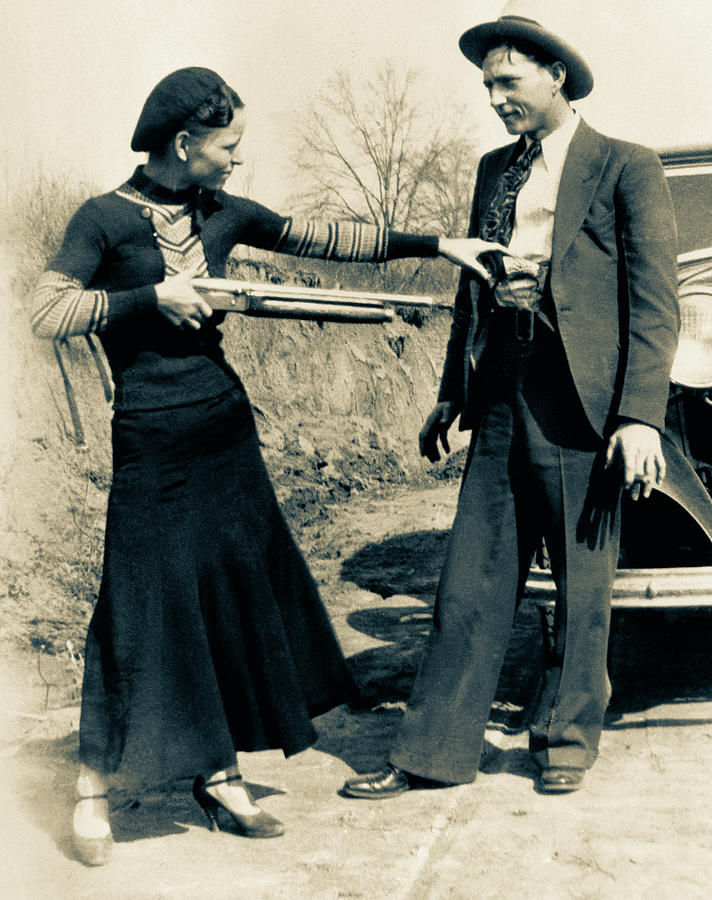 Texas Rangers Painting - Bonnie Parker and Clyde Barrow, American Criminals by American History